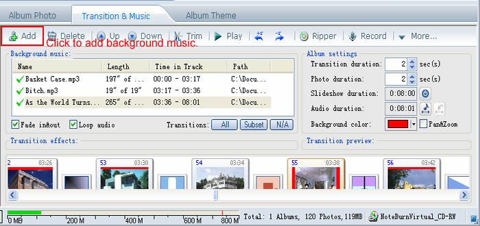 add background music for photo slideshow