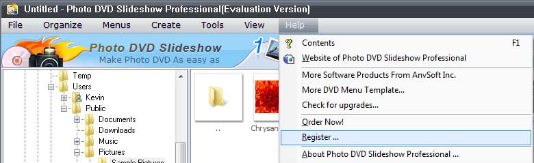 Register Photo DVD Slideshow